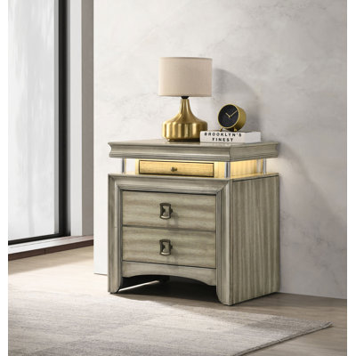  Giselle 3-drawer Nightstand Rustic Beige