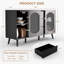 Buffet avec rangement, buffet avec portes coulissantes en verre cannelé et tiroirs, buffet pour la cuisine, noir
