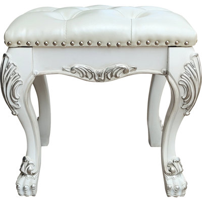 Ii Bone White Vanity Chair - 220Lb Weight Capacity, 21" Seat Width, 17" Depth, Comfortable Seating Experience For Stool 21"X17" Dimensions, Elegant And Functional