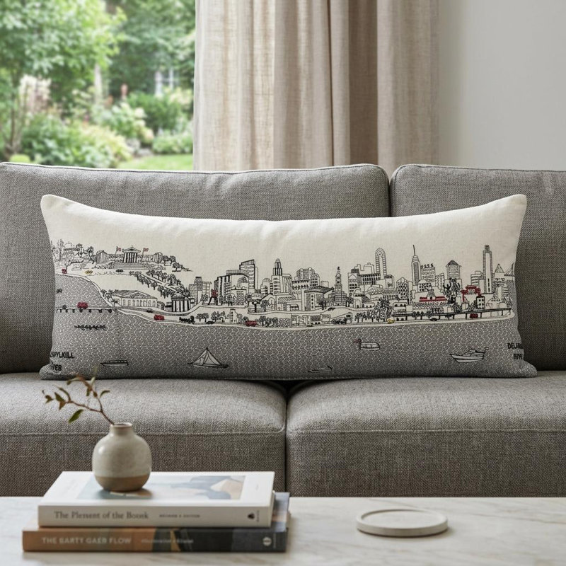 Coussin lombaire 14 "x 35" crème Philadelphia, 14 po x 35 po, Crème