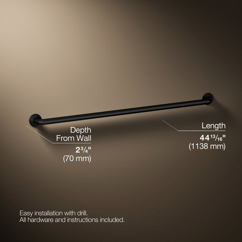 Traditional Grab Bar, 42"W, Matte Black