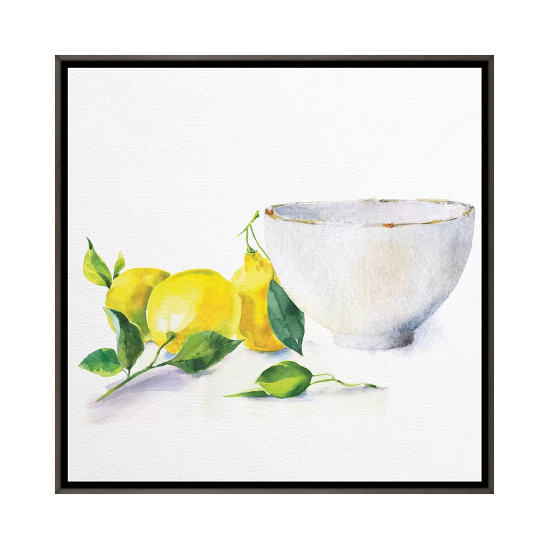 «Lemon Bowl» par Nikki Chu - impression, H 26 po x l 26 po x P 1,5 po, Cadre rustique foncé