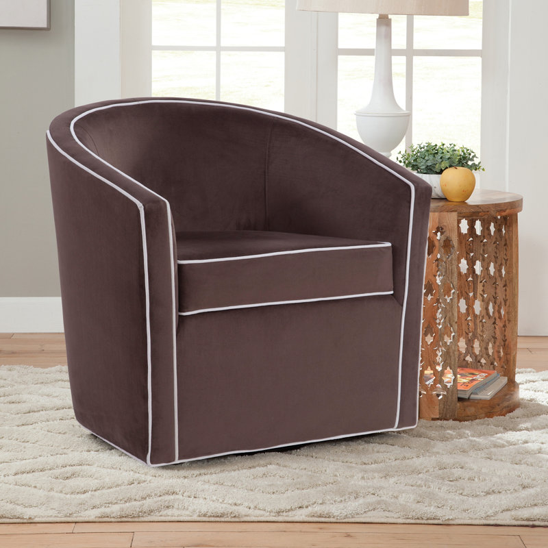 Karcher Upholstered Swivel Armchair, Brown Velvet
