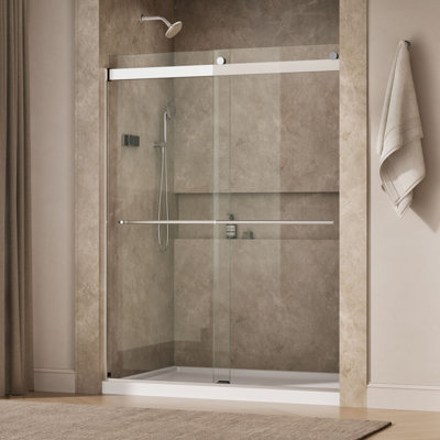 Levity Plus Less Sliding Shower Door, 77-9/16 In. H X 56-5/8 - 59-5/8 In. W, With 5/16 In.-Thick Crystal Clear Glass