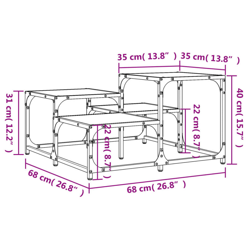 Hovis Four Leg Coffee Table, Grey Sonoma, 40cm H x 68cm W x 68cm D