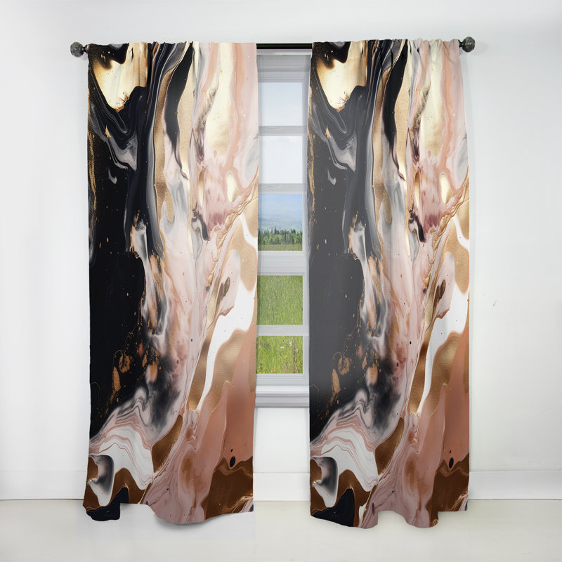 Rideau en velours moderne - obscurcissant - 1 panneau Ocean Waves Fluids In Marble V, L 52 po x L 63 po