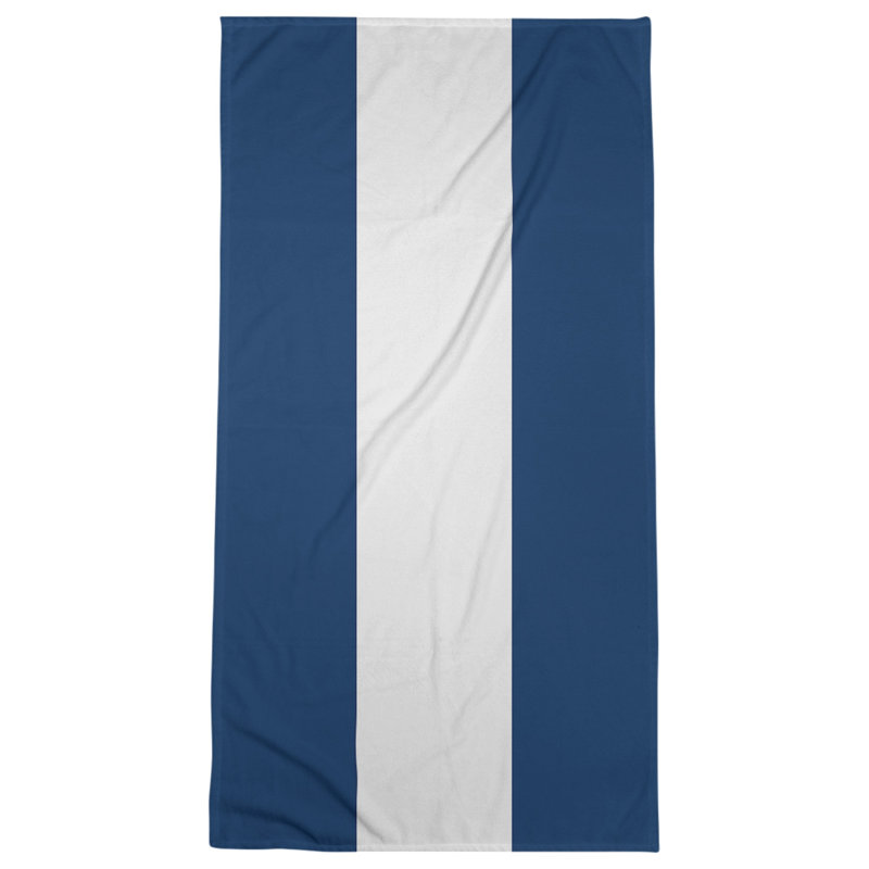 Cotton Blend Beach Towel, Navy/Off White