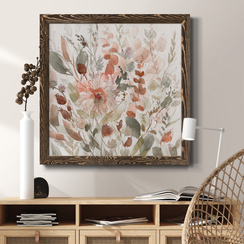Birch Wood Clearing - Peinture sur toile encadrée, Cadre noyer, H 35,5 po x l 35,5 po x P 1,5 po