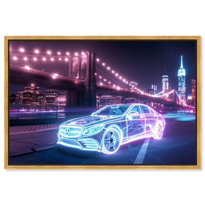 Bright Neon Car NYC Canvas Neon Art Prints by 