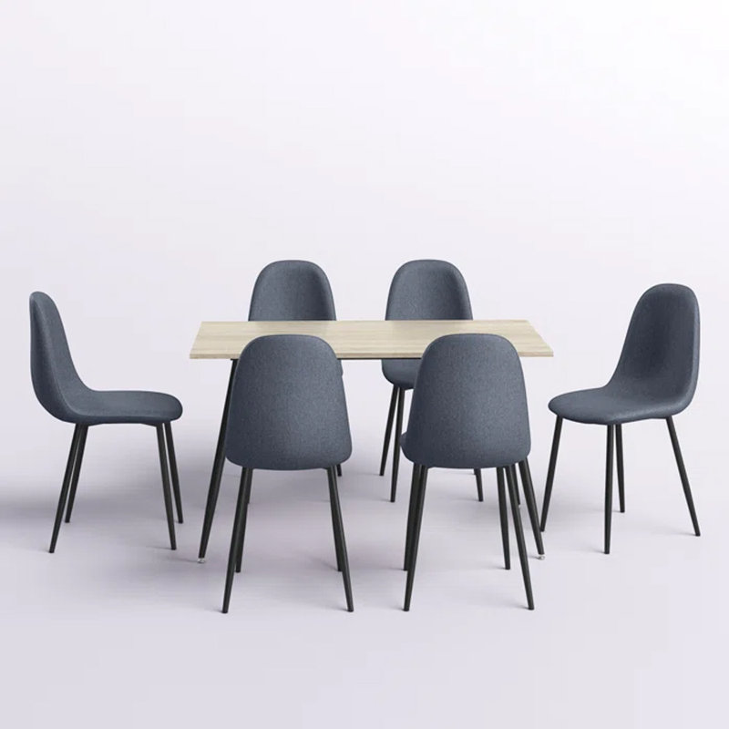 Kariem 6 - Person Four Leg Dining Set, Gray/Black