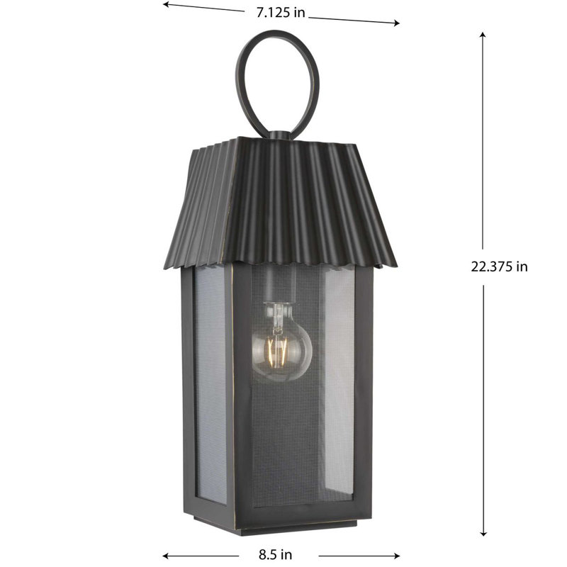 Lanterne murale d'extérieur Godin, Bronze huilé, H 22,38 po x l 8,5 po x P 7,13 po