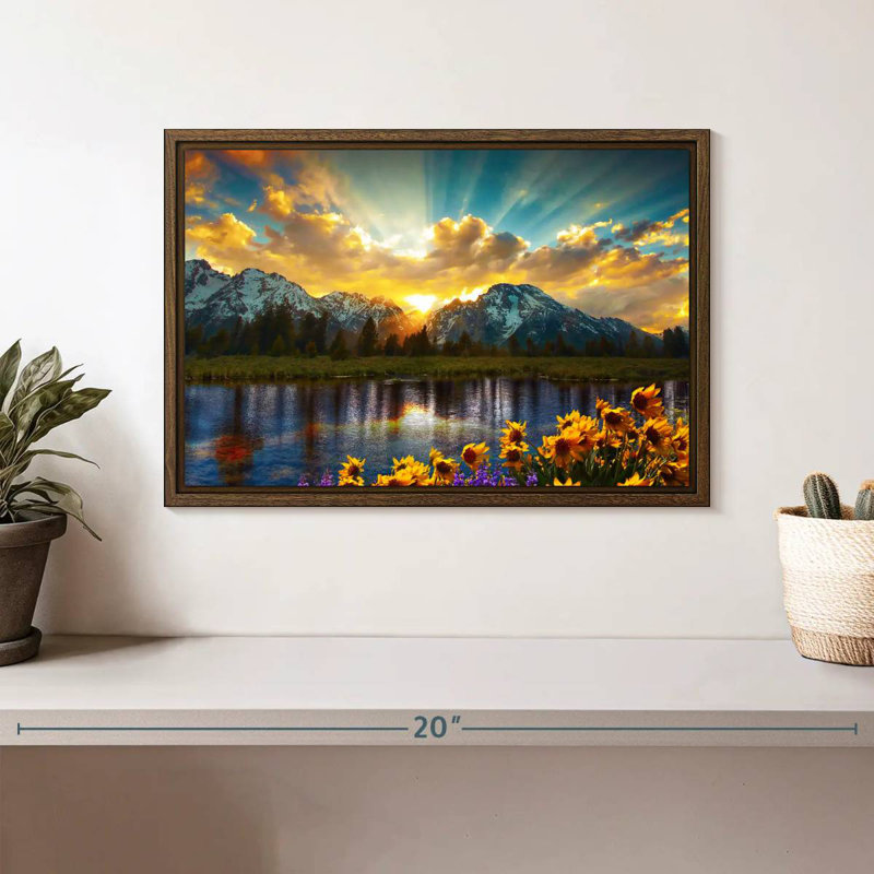 Grand Teton, 13 po x 9 po, Cadre flottant noyer