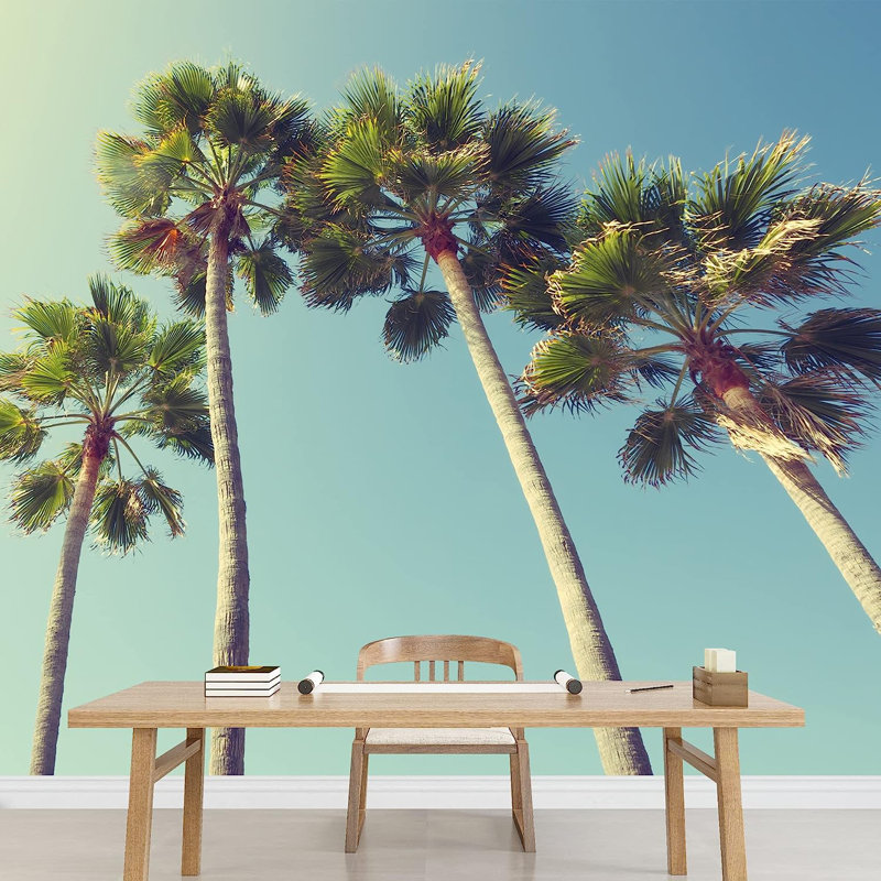 Murale à peindre de style californien Palm Trees, L 100 po x l 144 po