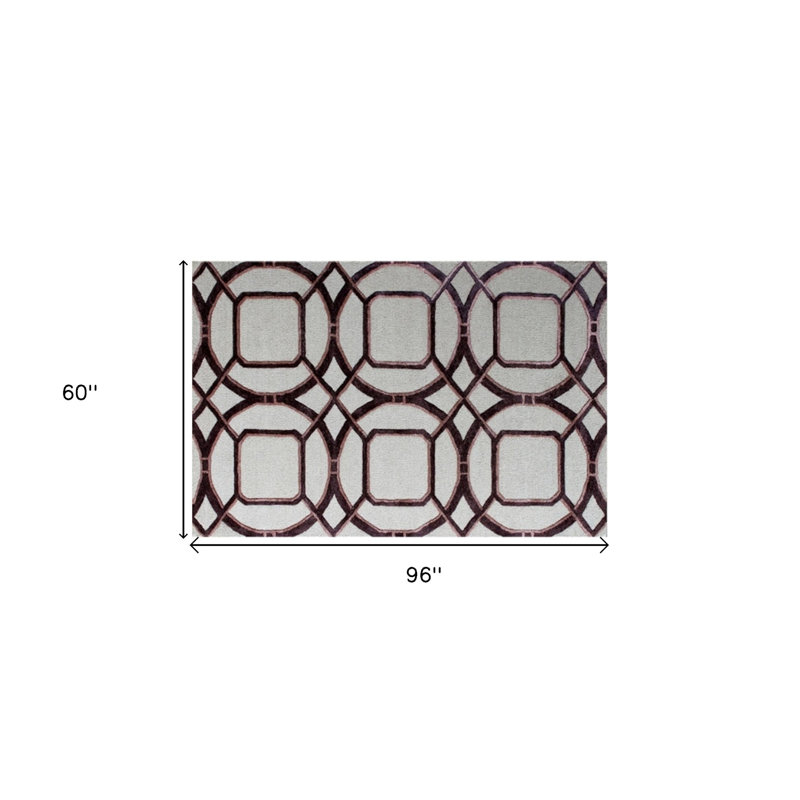 Tapis géométrique abstrait touffeté à la main 5 pi x 8 pi