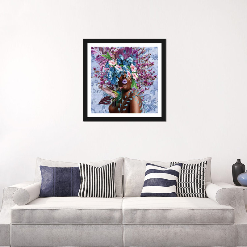 «Women in Bloom - Purplici» par Yvonne Coleman Burney - impression d'art graphique, H 24 po x l 24 po x p 1 po, Blanc