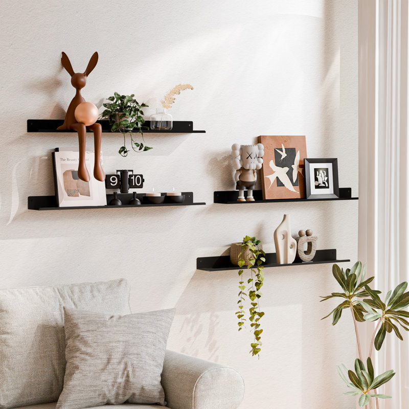 Metal Floating Wall Shelves, 1.97" H x 29.92" W x 3.93" D