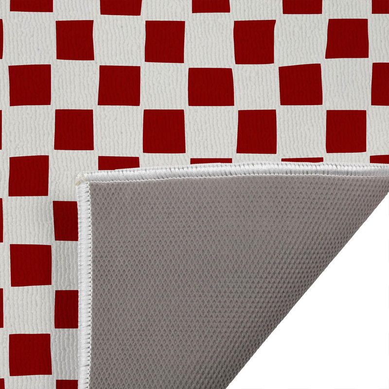 Checkered Absorbent Non-Skid Rectangular Toilet Mat