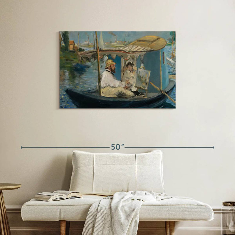 Leisha Claude Monet dans son bateau-atelier, H 24 po x l 36 po