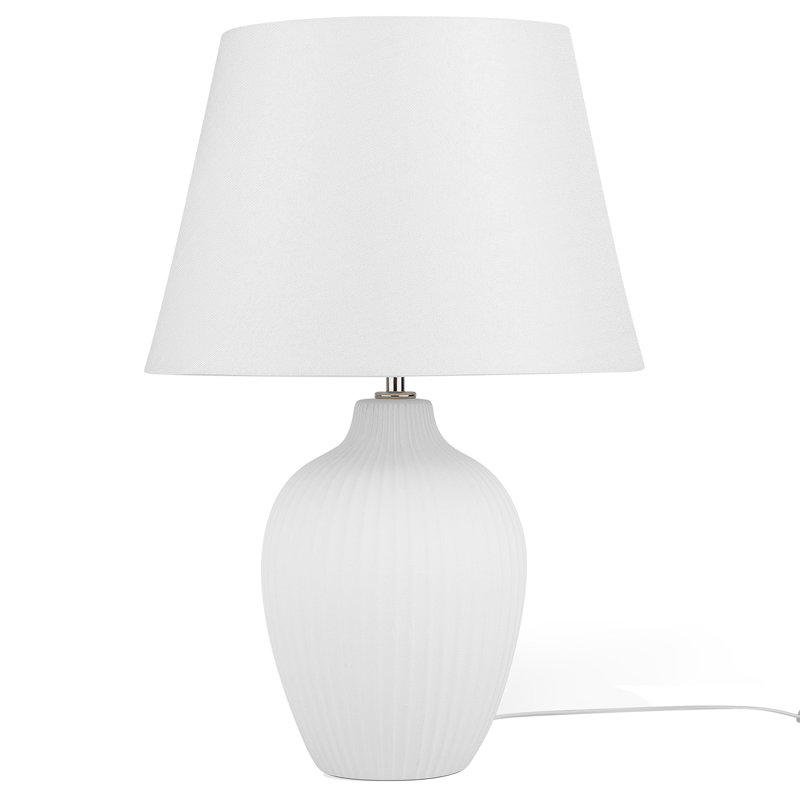 Addison Ceramic Table Lamp, White Base/Cream Shade