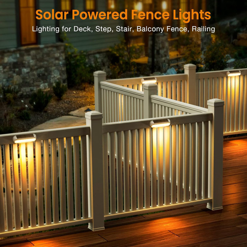 Matte Black Solar Powered Integrated LED Step Light Kit Pack, White