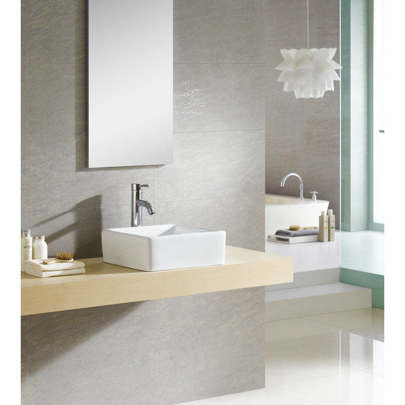 Modern Ceramic Square Vessel Bathroom Sink