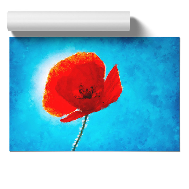 Red Poppy Flower Painting - Frameless Print, 21cm H x 30cm W x 0.1cm D