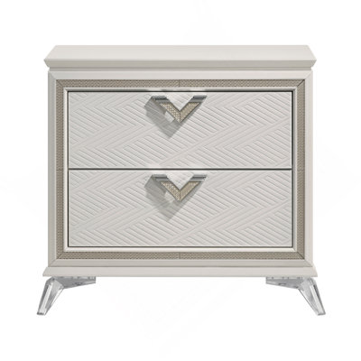 Nightstand 2-Drawers Storage Modern Luxury Bedroom Furniture 1pc