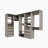 Grey Oak 191.5" Wall-Mounted L-Shape Closet System with 5 Sections, 4 Clothing Rods, 10 Shelves & 8 Reveal Drawers-136257240-136257237