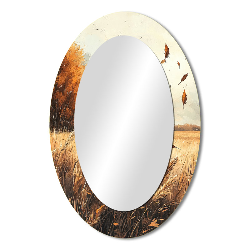 Miroir mural Windy Meadow Prairie Leaves III, 36 po x 24 po