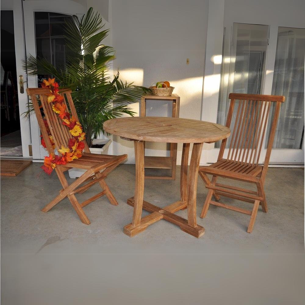 Desiderius 2 - Person Wood Patio Dining Set with Round Table Wildon Home®