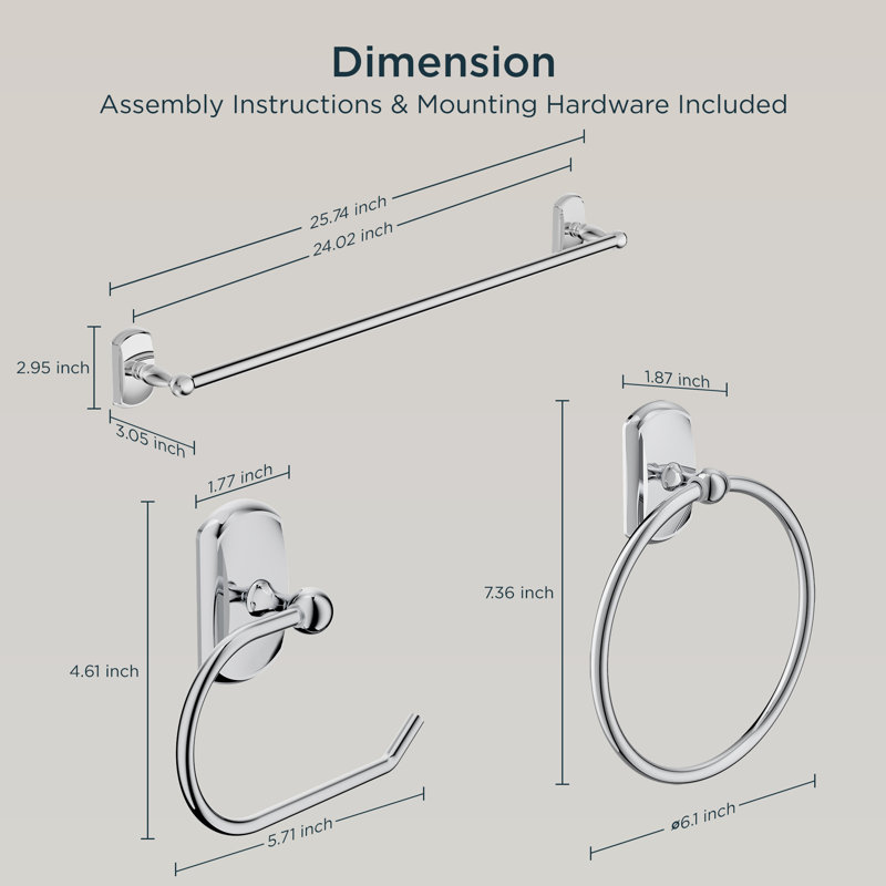 3 - Piece Bathroom Hardware Set, Chrome