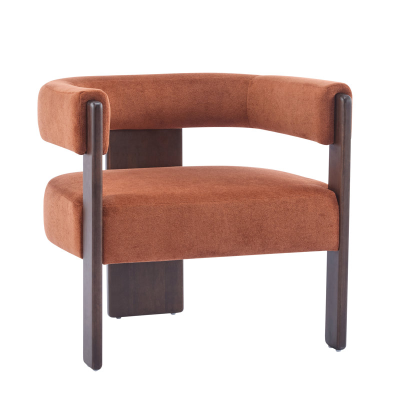 Melanney Modern Upholstered Fabric Accent Armchair, Burnt Orange Velvet