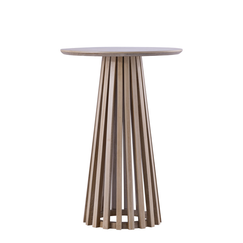 Lenan Round Light Oak and Metal Accent Table
