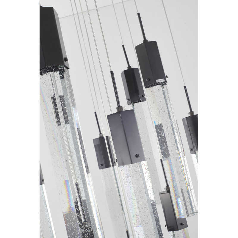 This Exquisite Chandelier Is In A Matte Black Finish. The Frame Is Made Out Of Metal, And It Comes With A Clear Hanging Bubble Crystal. The Adjustable Cord Links Make This Fixture Suitable For Most Ceiling Heights.