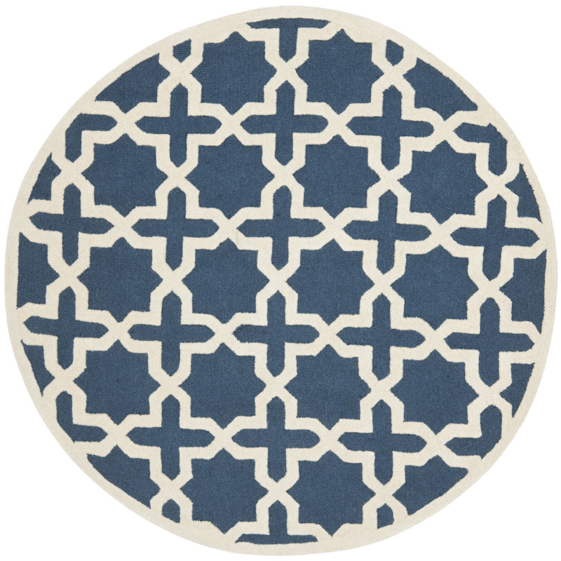 Tapis géométrique en laine touffeté à la main Igna, Rond 4 pi