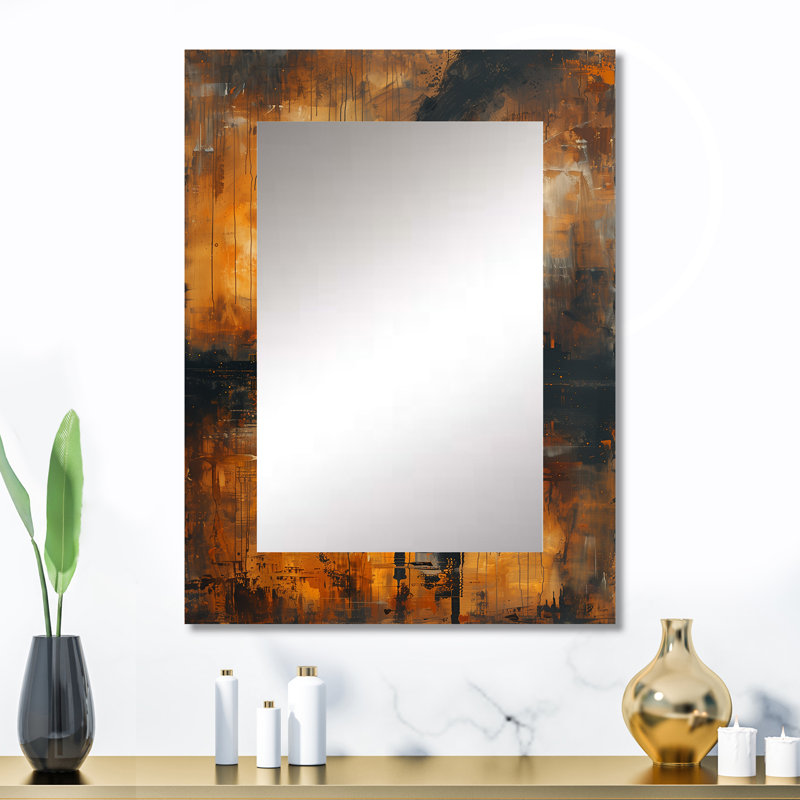 Jaune et noir - Fabrication industrielle - miroir décoratif industriel, grand miroir mural, 32 po x 24 po