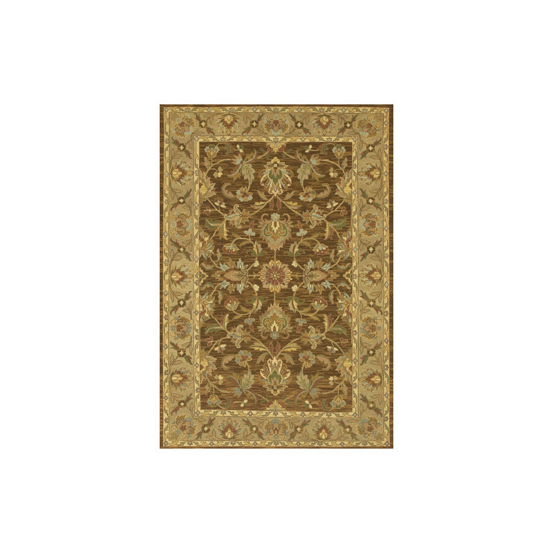 Abell Authentic Hand Knotted Wool Brown Tan Traditional Oriental Area Rug, Rectangle 7'9" x 10'6"