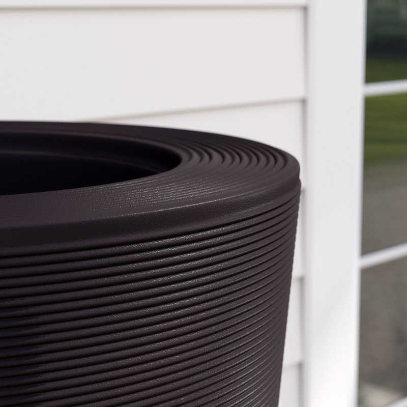 Bleeker Tall Round Double-Walled Planter, Caviar Black, 25.5" H x 13" W x 13" D