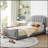Twin Size Upholstered Daybed With Classic Stripe Shaped Headboard, Combining Comfort And Contemporary Style For Modern Living Spaces.-208795168