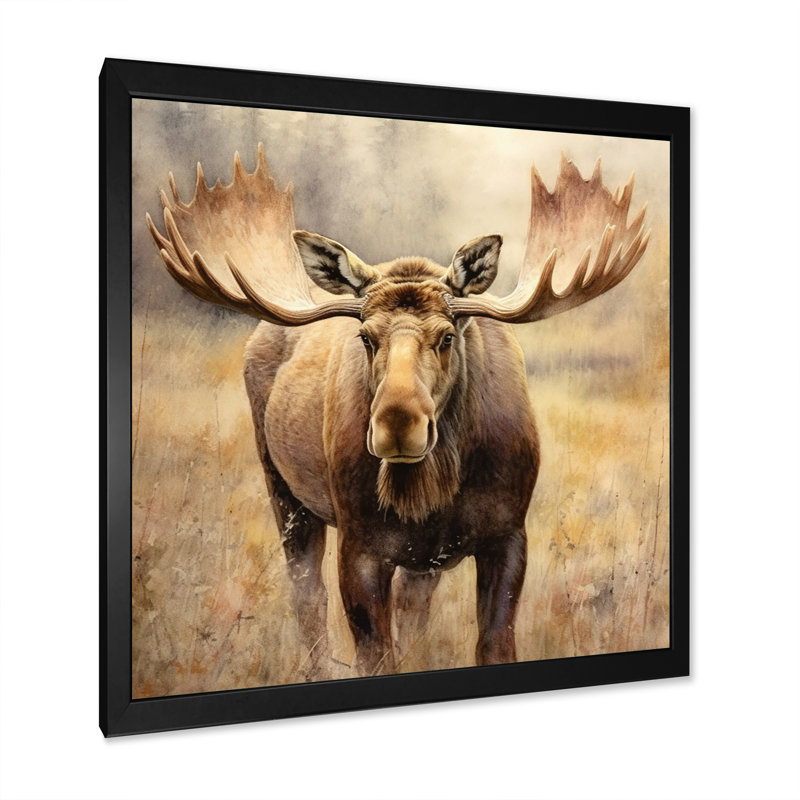 «Moose Serenity I - Moose», reproduction sur toile encadrée, H 36 po x l 36 po x P 1,5 po, Cadre simple noir