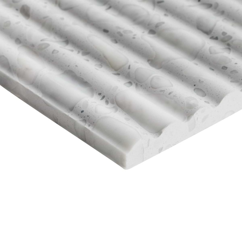 Terrazzo Italy Fluted 12x24 Honed Terrazzo Tile, Sacra Bianco White