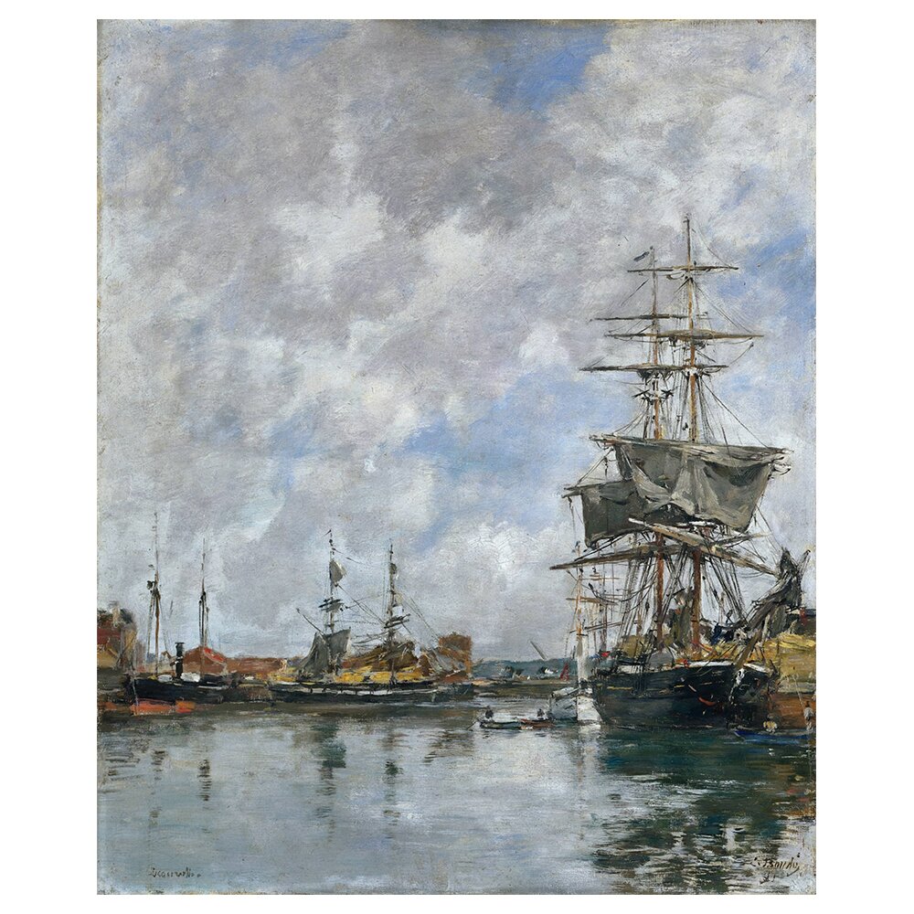 Gerahmtes Leinwandbild Deauville Port von Eugène Boudin