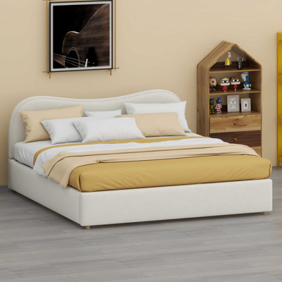 Padded Platform Bed Frame Featuring a Sturdy Wooden Slat Base and Sleek Upholstered Design