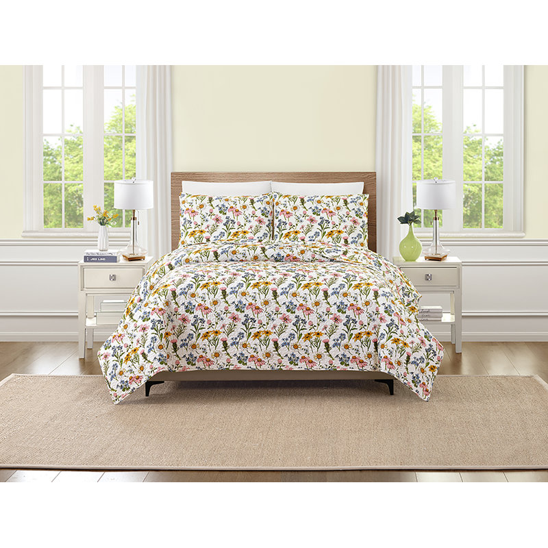 Ensemble de courtepointe 100% coton Wildflower, Grand lit