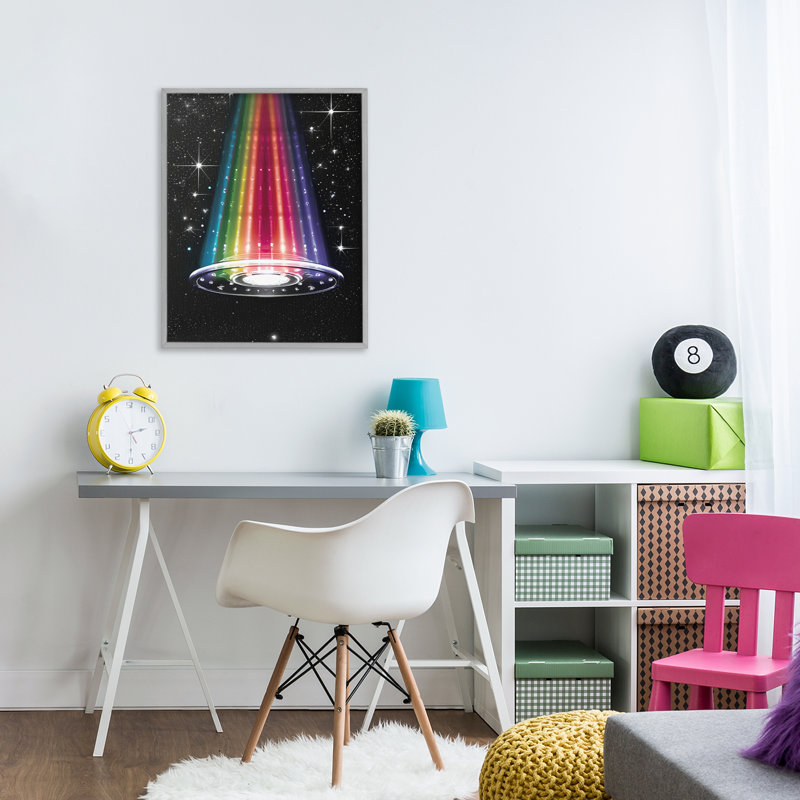 Giclée arc-en-ciel arc-en-ciel UFO, design par Sasha, Estampe numérique Farmhouse, H 20 po x l 16 po
