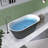 59'' x 30'' Freestanding Soaking  Bathtub Matte Grey Contemporary Slipper Extra Deep Oval Tub with Center Drain
