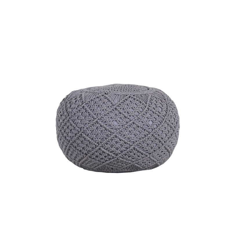 Burchill 50cm Wide Round Solid Colour Pouffe Ottoman, Dark Grey