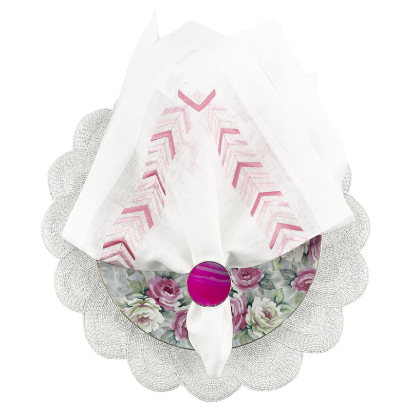Hand Beaded Braided Circular, White