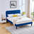 Full Platform Bed Frame with Velvet Upholstered Headboard and Wooden Slats Support, Mattress Foundation/No Box Spring Needed-950660877-950660876
