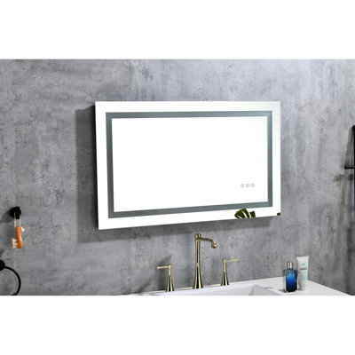 Miroir à DEL de 40 po x 30 po pour salle de bain, brouillard, intensité variable en 3 couleurs, mémoire, supporte les soins de la peau et les pratiques de maquillage avec des lumières idéales pour améliorer l'expérience